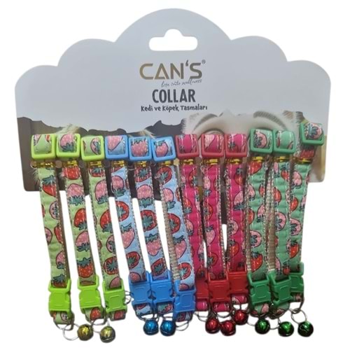 BRC-91 Çilek Desenli Zilli Boyunluk 1 cm