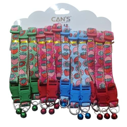 BRC-92 Çilek Desenli Zilli Boyunluk 1,5 cm